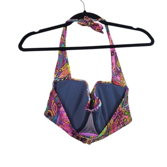 Victoria's Secret Womens Pink Paisley Halter Neck Swimsuit Bikini Top Size 36D - Picture 5 of 8